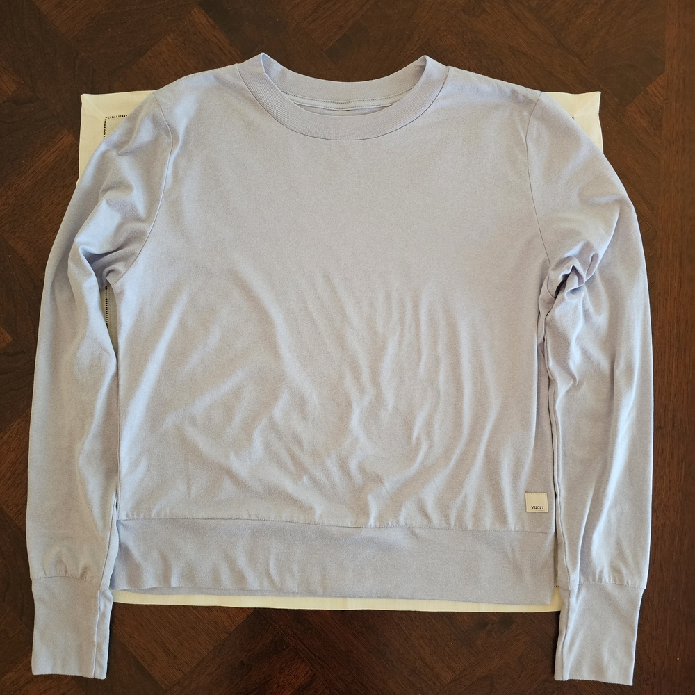 Vuori Daydream Crew Long Sleeve Tee Top In Lavender Mist XS